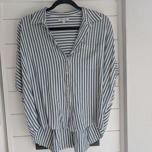 Madewell XL Blue Striped Button-Up Women Top